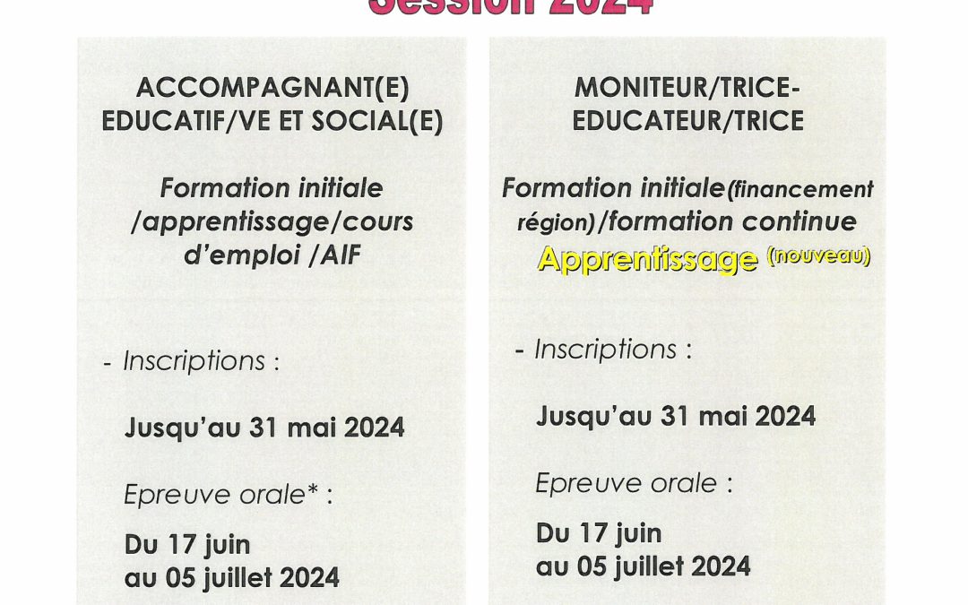 CONCOURS D&rsquo;ENTRÉE EN FORMATIONS MÉDICO-SOCIALES